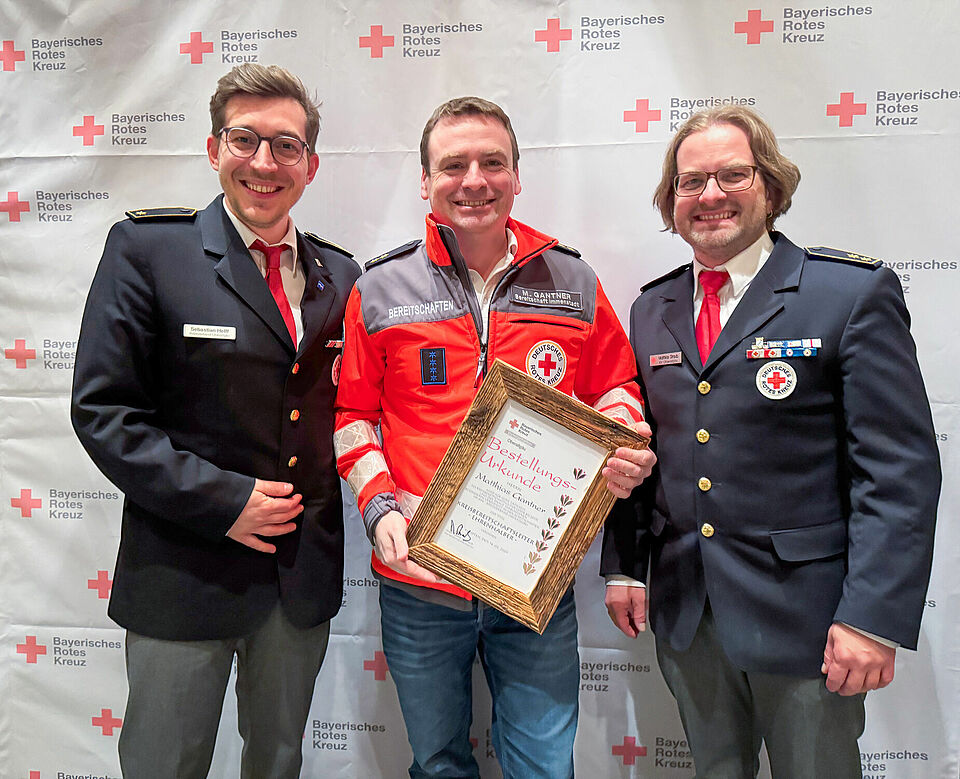 Sebastian Helff (Stellvertretender Kreisbereitschaftsleiter), Matthias Gantner und Kreisbereitschaftsleiter Matthias Straub